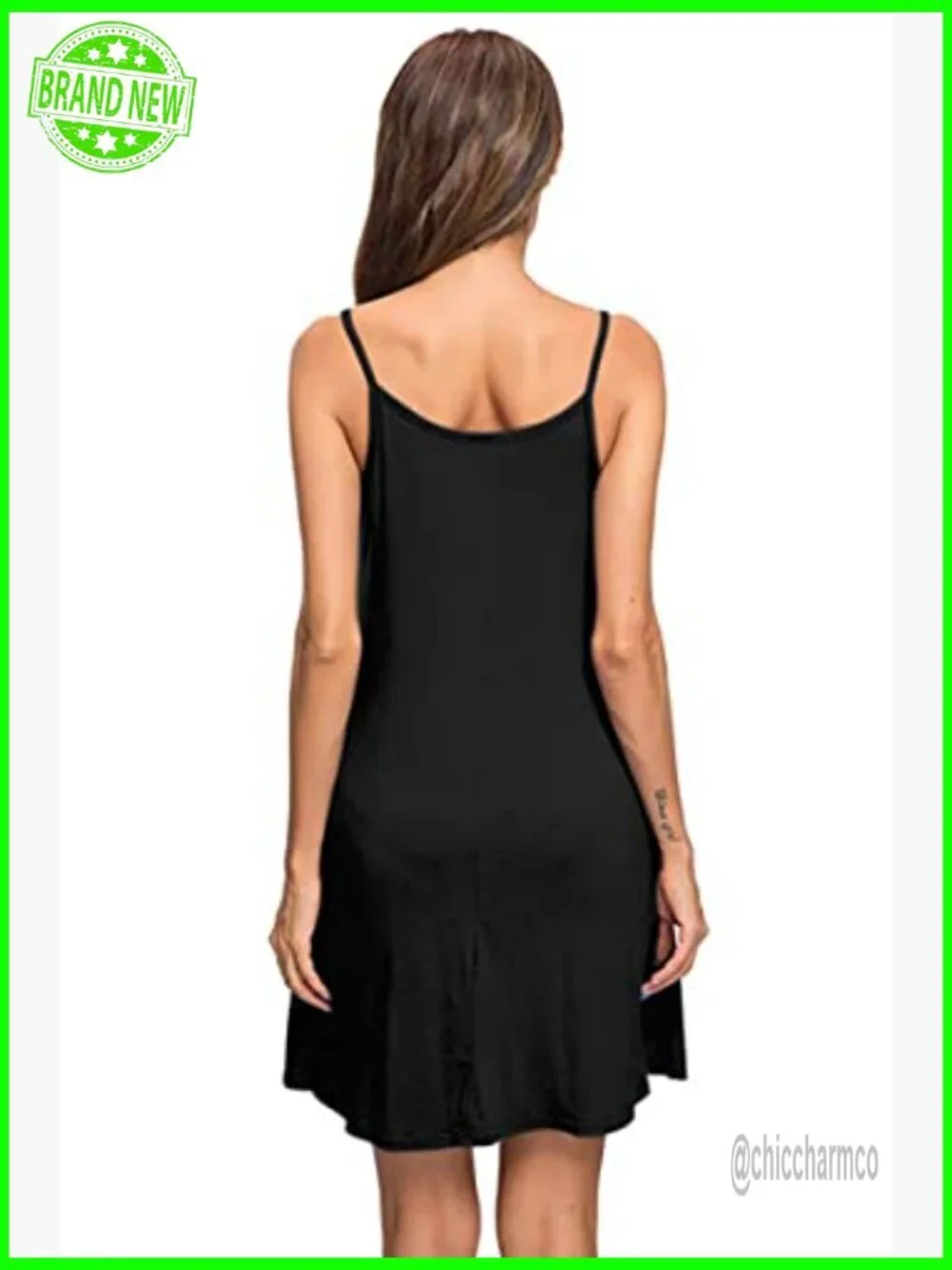 Spaghetti Strap Swing Tank Beach Cover Up Dress with Pockets